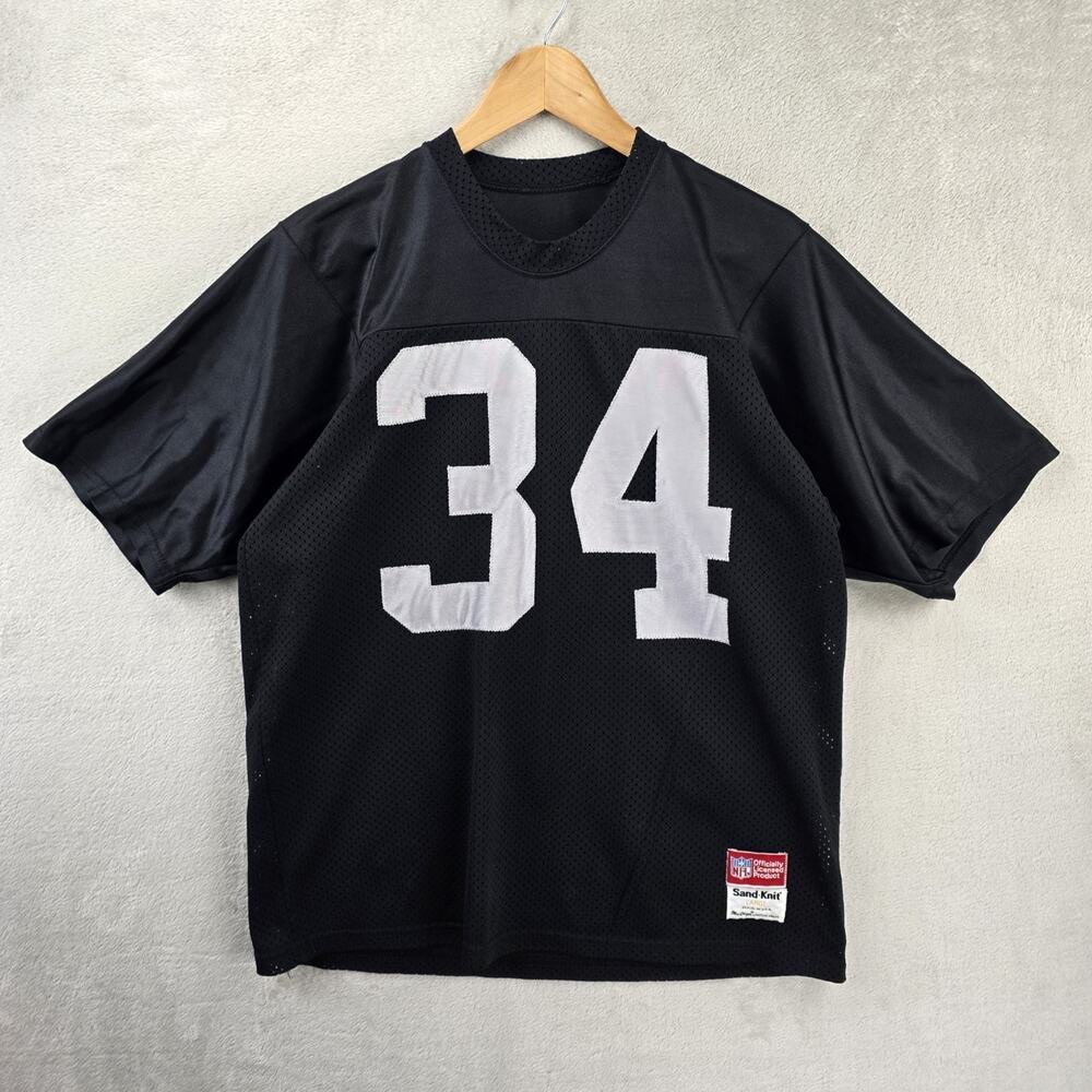 Vintage Oakland Raiders #34 Bo Jackson Sand Knit Jersey Large Black NFL 80s 90s